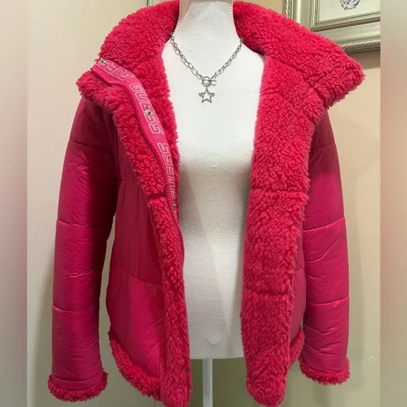 NWOT GUESS Charis Hot Pink Reversible Jacket - Picture 3 of 10
